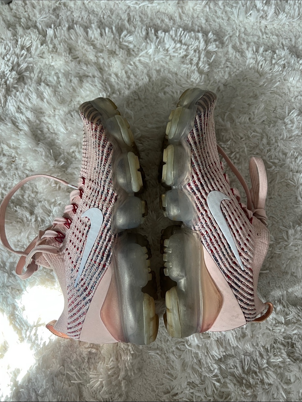 Nike Women's Light Pink Flyknit VaporMax Athletic Sneakers